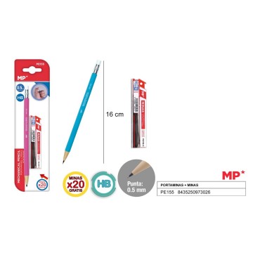 Portaminas lápiz con minas 0,5 mm