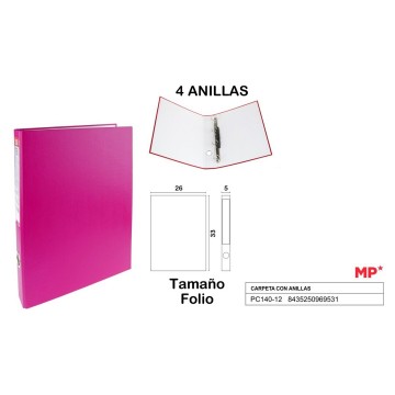 Archivador de 4 anillas rosa
