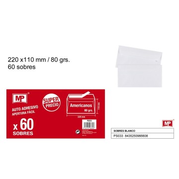 Sobres blancos 220x110mm 60U