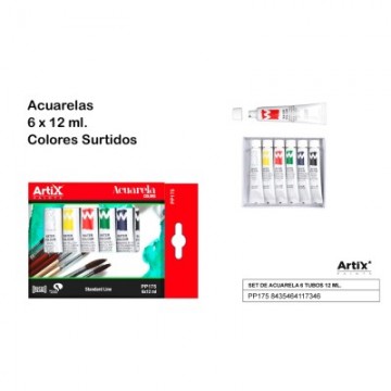 Pintura acuarela 6 tubos