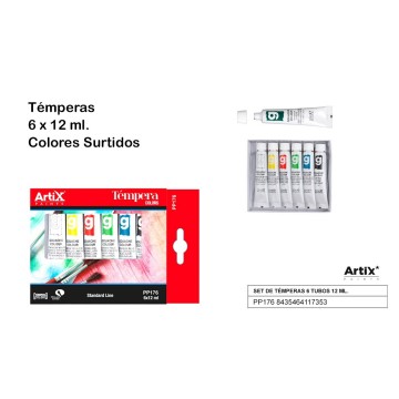 Pintura témpera 6 tubos