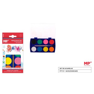 Set de acuarelas 8 colores con pincel