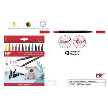 12 Rotuladores de doble punta pincel