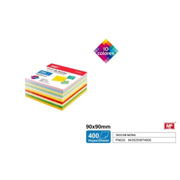 Taco de 400 notas de colores